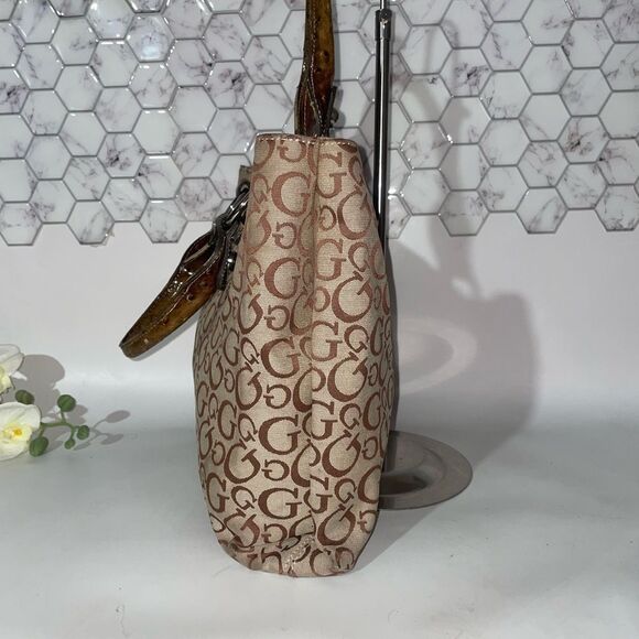 Guess Brown and Silver Tote Bag with Monogram Design - Picture 4 of 6